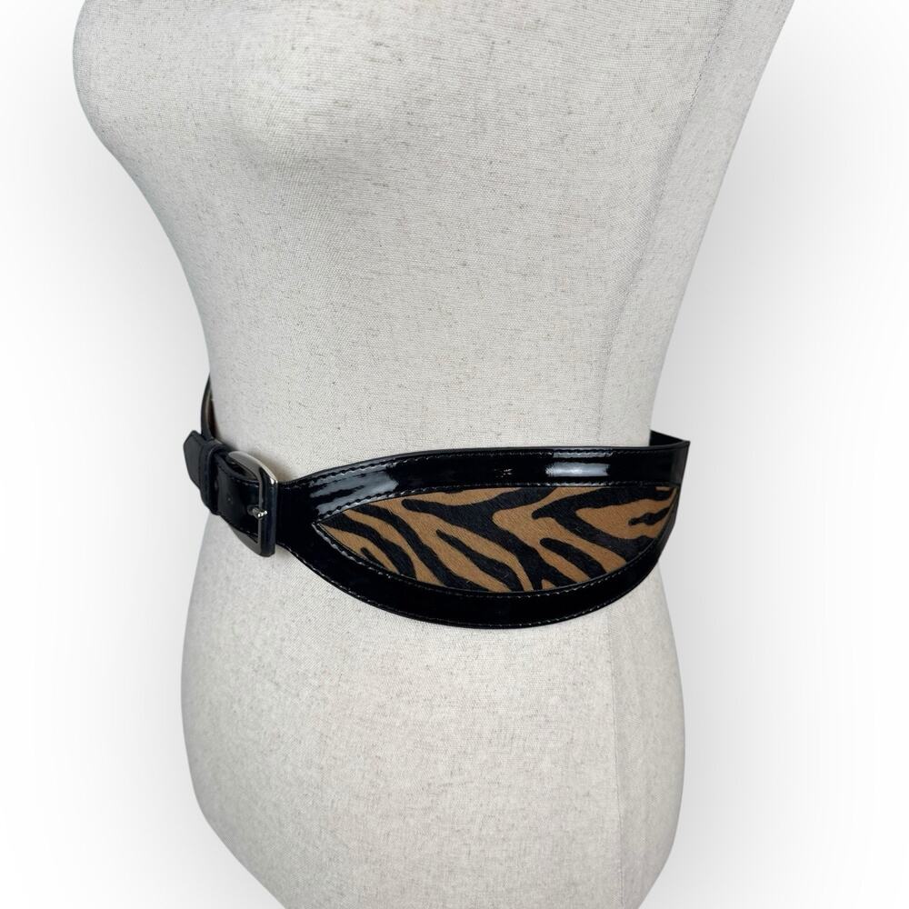 Zebra Print Wide Belt Size Small - image 3